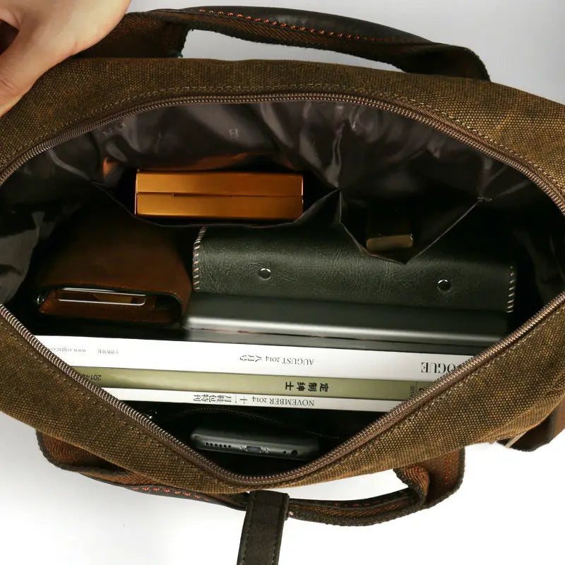Ruil Multifunction Men Retro Classic Briefcase Canvas Vintage Wear Resistant Bags Leisure Toolkit Package