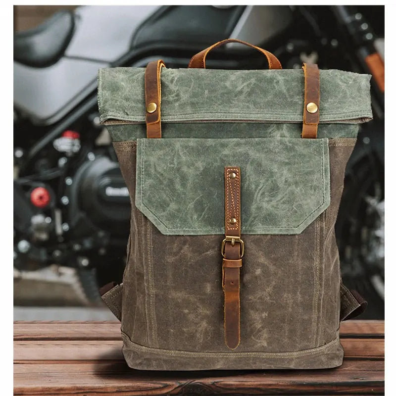 Ruil Retro Canvas Bag Men's Backpack Multi functional Leisure Travel Retro Headlayer Leather Backpack