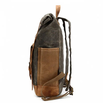 Ruil Retro Canvas Bag Men's Backpack Multi functional Leisure Travel Retro Headlayer Leather Backpack
