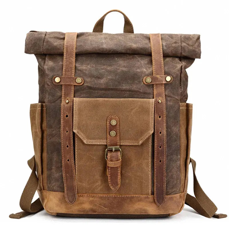 Ruil Retro Canvas Bag Men's Backpack Multi functional Leisure Travel Retro Headlayer Leather Backpack