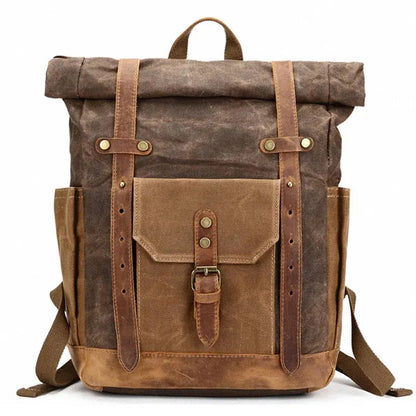 Ruil Retro Canvas Bag Men's Backpack Multi functional Leisure Travel Retro Headlayer Leather Backpack