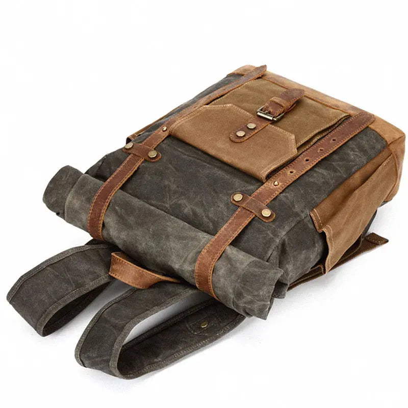 Ruil Retro Canvas Bag Men's Backpack Multi functional Leisure Travel Retro Headlayer Leather Backpack