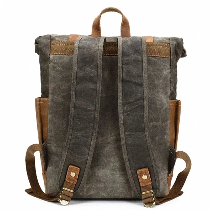Ruil Retro Canvas Bag Men's Backpack Multi functional Leisure Travel Retro Headlayer Leather Backpack