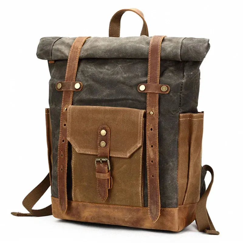 Ruil Retro Canvas Bag Men's Backpack Multi functional Leisure Travel Retro Headlayer Leather Backpack