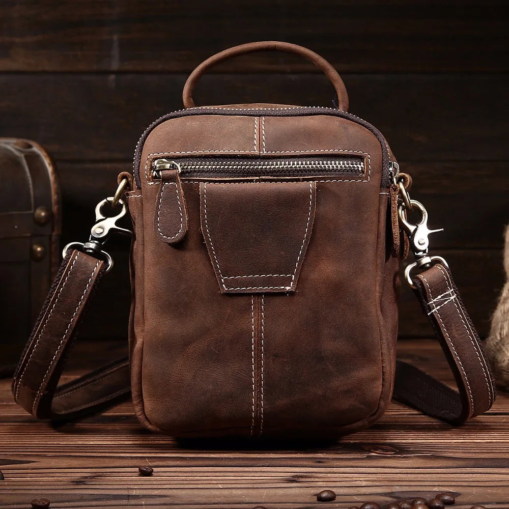 Ruil Top Quality Genuine Leather Men Retro Crossbody Shoulder Bags Fashion Male Small Travel Messenger Bag Legs Package