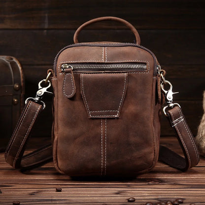 Ruil Top Quality Genuine Leather Men Retro Crossbody Shoulder Bags Fashion Male Small Travel Messenger Bag Legs Package