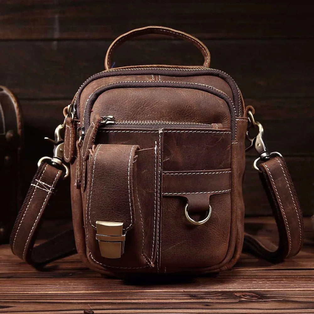 Ruil Top Quality Genuine Leather Men Retro Crossbody Shoulder Bags Fashion Male Small Travel Messenger Bag Legs Package