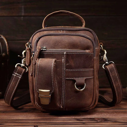 Ruil Top Quality Genuine Leather Men Retro Crossbody Shoulder Bags Fashion Male Small Travel Messenger Bag Legs Package