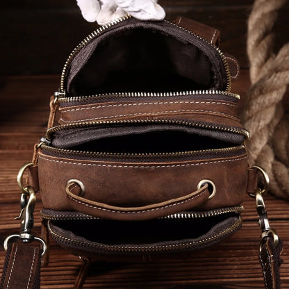 Ruil Top Quality Genuine Leather Men Retro Crossbody Shoulder Bags Fashion Male Small Travel Messenger Bag Legs Package