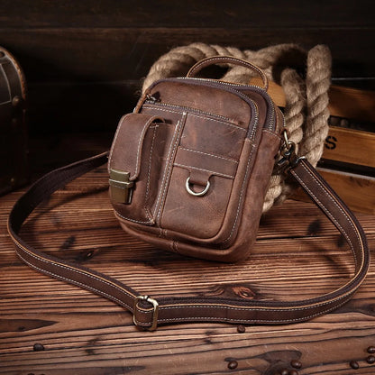 Ruil Top Quality Genuine Leather Men Retro Crossbody Shoulder Bags Fashion Male Small Travel Messenger Bag Legs Package