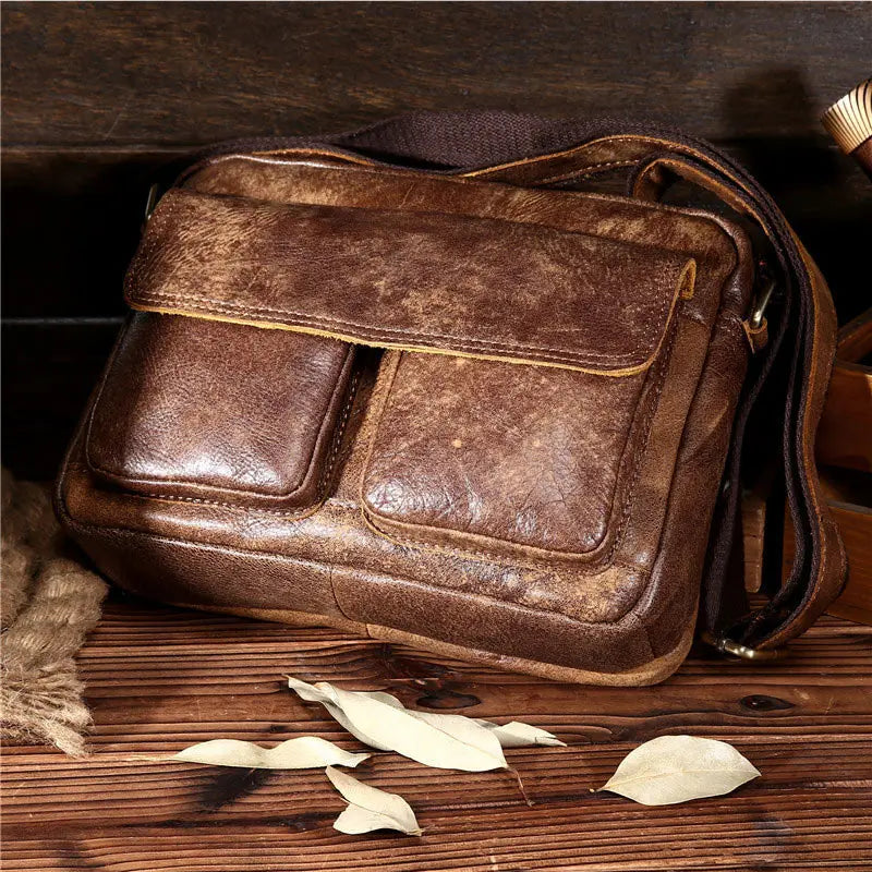 Ruil Top Quality Genuine Leather Men Retro Crossbody Shoulder Bags Hot Sale Fashion Male Small Travel Messenger Bag