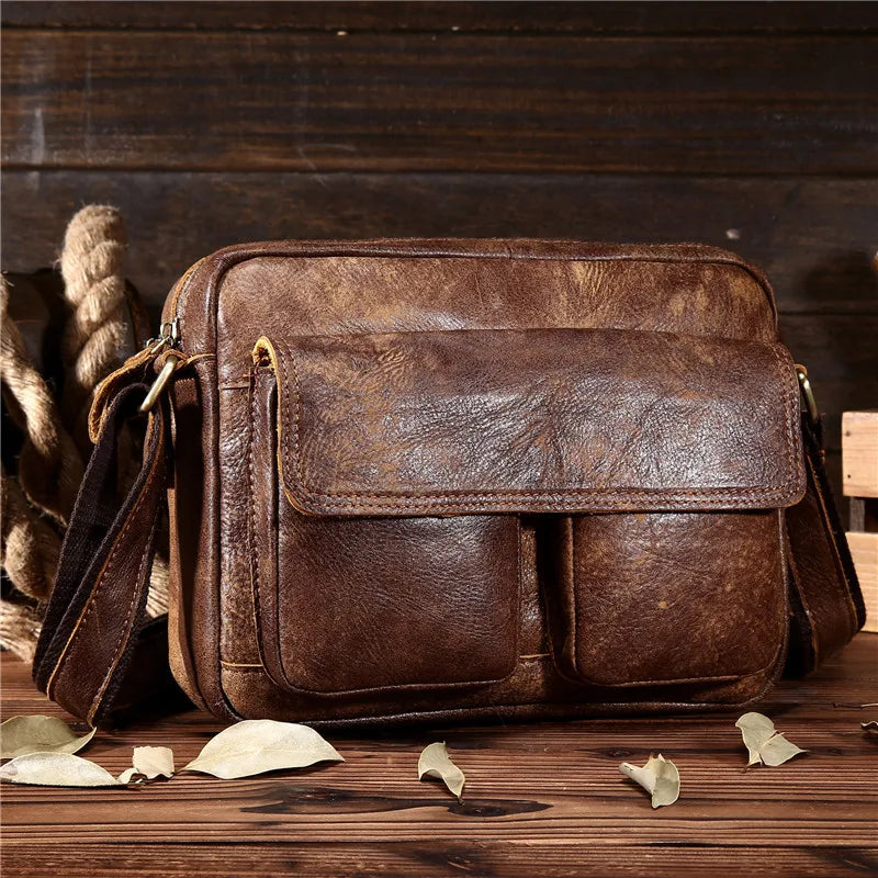Ruil Top Quality Genuine Leather Men Retro Crossbody Shoulder Bags Hot Sale Fashion Male Small Travel Messenger Bag