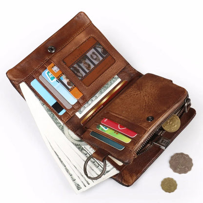 Ruil Top Quality Retro Fashion Burnish Genuine Leather Men Mini Purses Wallet Coin Pocket Card Purse Hot Sale!