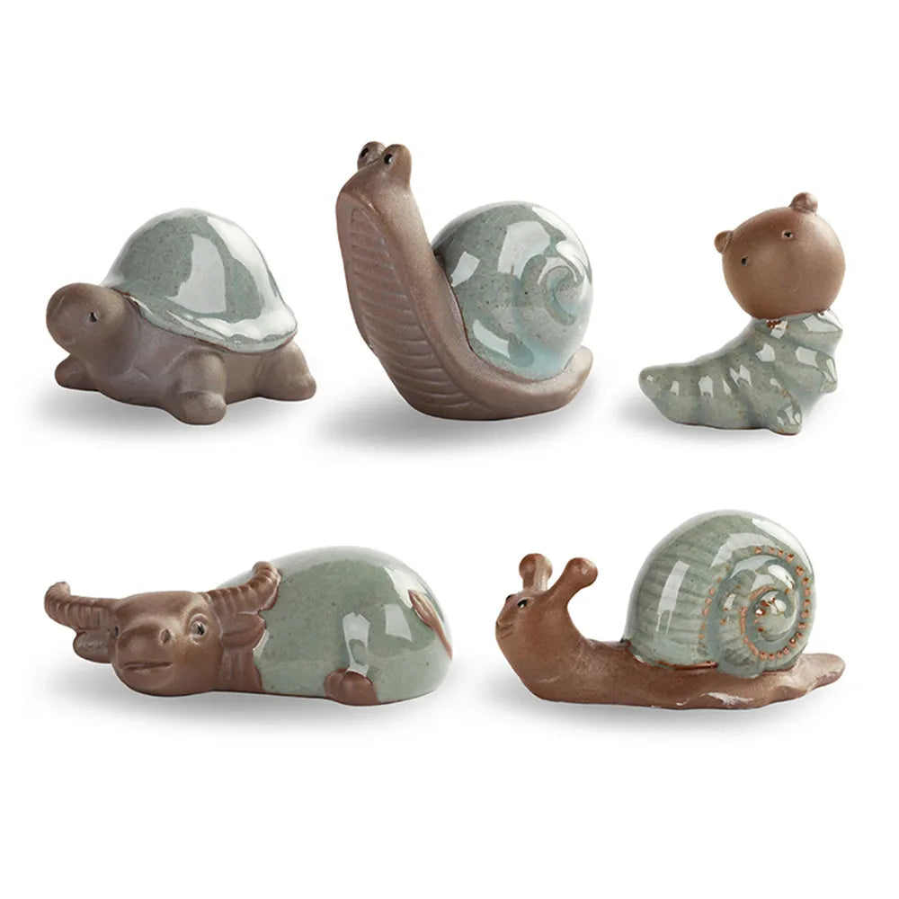 Ruyao Purple Sand Ceramic Rabbit Deer Buffalo Tea Pet, Boutique Ornament, Tea Play, Handmade, Ge Kiln, Tea Accessories