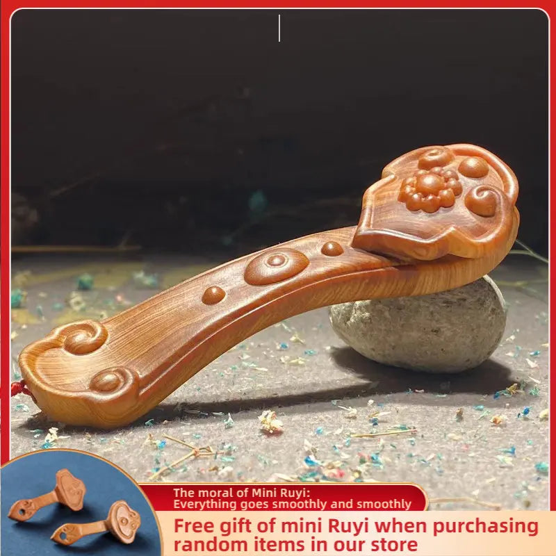 Ruyi Cliff Cypress Wood High Oil Density Carving Meaning Good To Send Elders Wood Carving  Mainland China Figurine Moderne