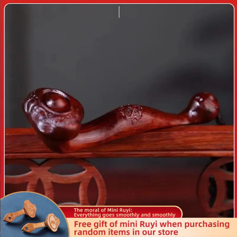 Ruyi  Red Sandalwood High Oil Density Carving Meaning Good To Send Elders Wood Carving  Mainland China Figurine Moderne Decor