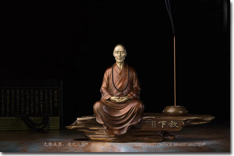 GOOD LUCK  TOP Collection Southeast Asia HOME office Buddhism Master bless Safe healthy good luck brass ART