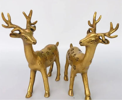 Pure copper small Sika Deer home decoration metal handicraft ornaments