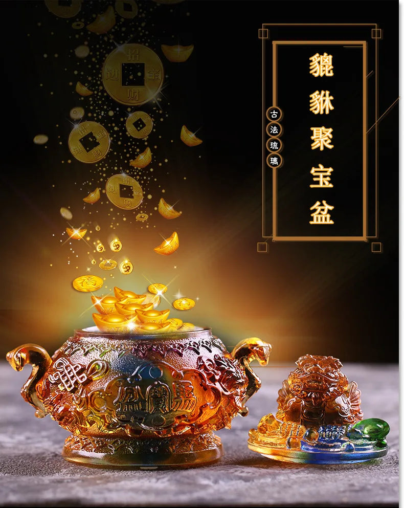 Coloured glaze Eight auspicious brave troops treasure bowl gift home decoration
