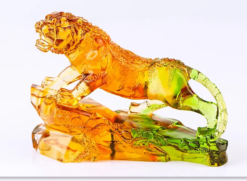 Tiger Roaring Mountain and River Colored Glass Zodiac Ornament lucky birthday gift