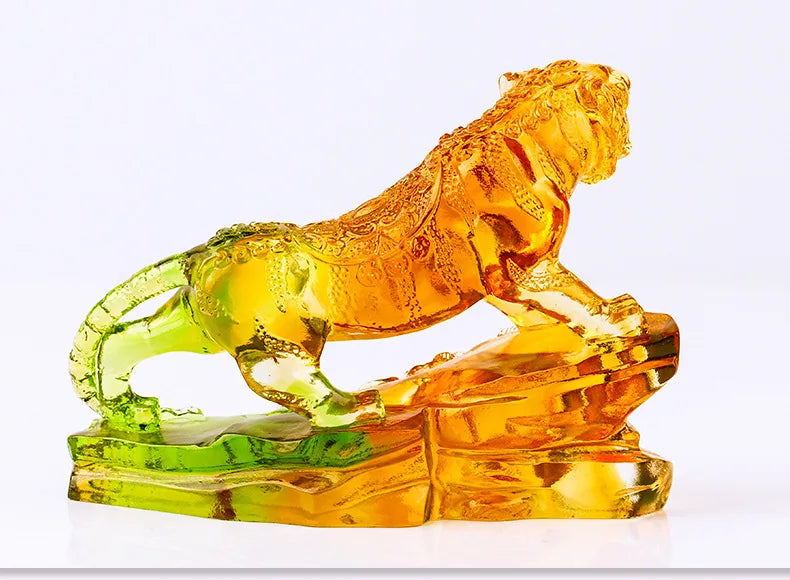 Tiger Roaring Mountain and River Colored Glass Zodiac Ornament lucky birthday gift