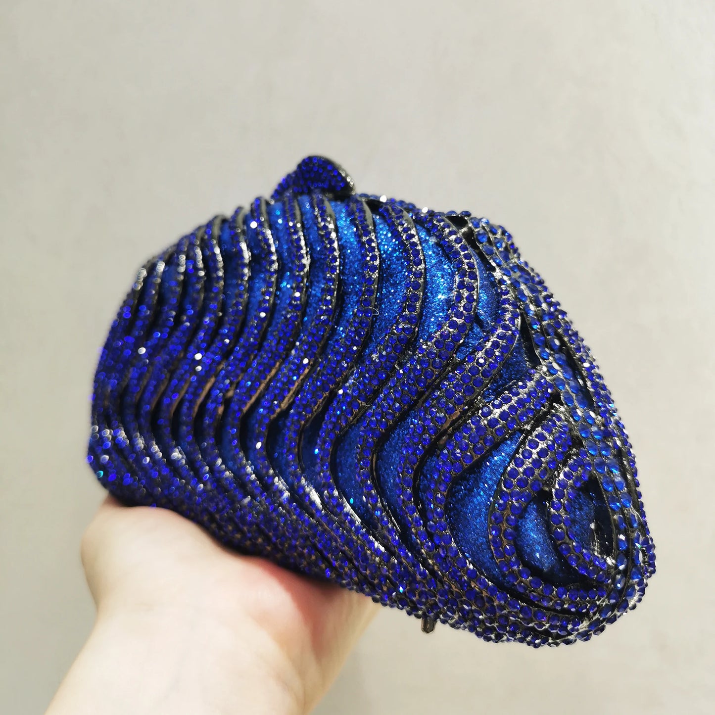 Blue Black Woman Hollow Crystal Party Evening Bag Formal Dinner Gala Stone Female Handbag Wedding Bridal Diamond Elegant Purse