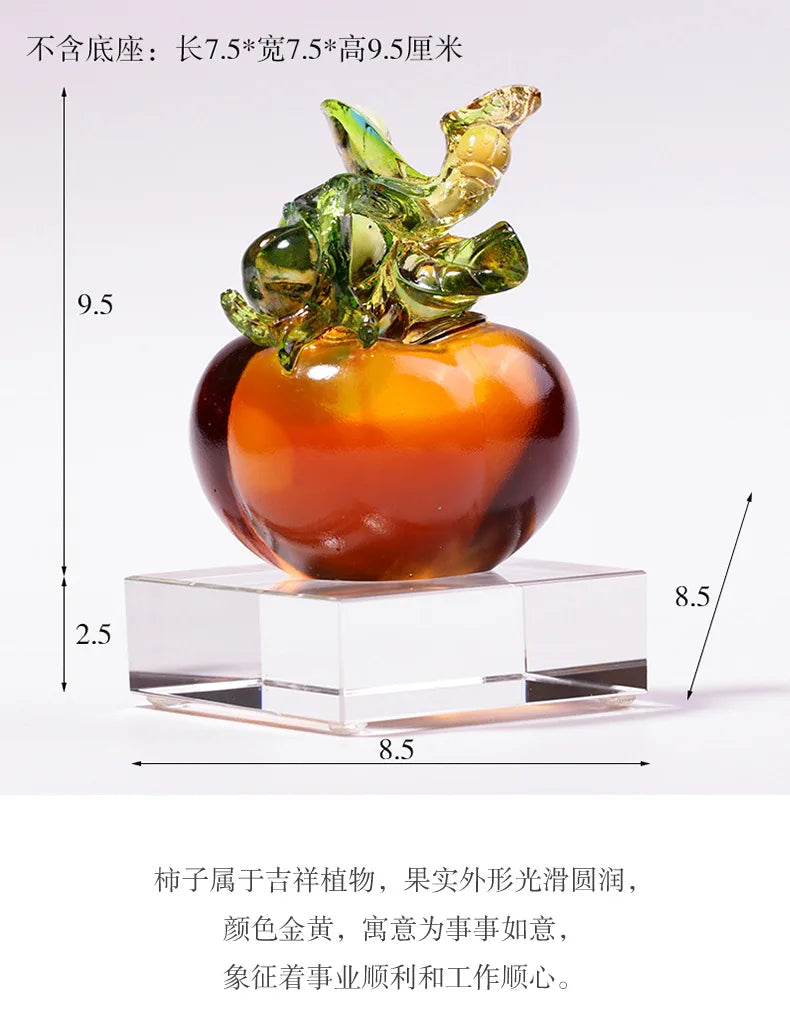 Coloured glaze Everything Goes Well Crafts Persimmon Crystal Ornament Home Coloured glaze  Decorations