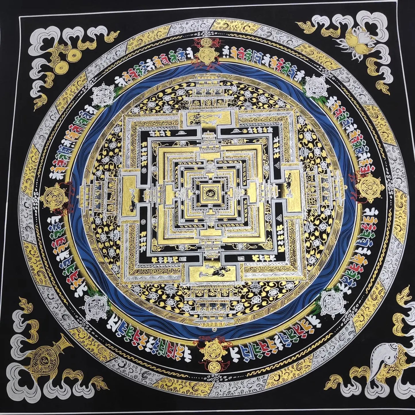 100% Hand painted Mandala wheel altar Enlightenment Thangka Thang-ga painting Buddhism home Hall altar wall Decorative art S2
