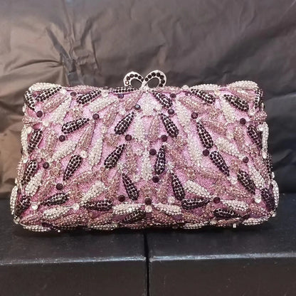 XIYUAN Purple Diamond Evening Purse Flower Stones Handbag Designer Wedding Party Rrhinestones Clutches Bridal Clutch Wallet Bag