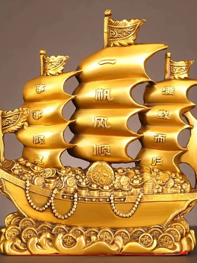Pure Copper Dragon Boat Ornaments Smooth Sailing Full of Dragon Boat Living Room Office Desktop Decoration