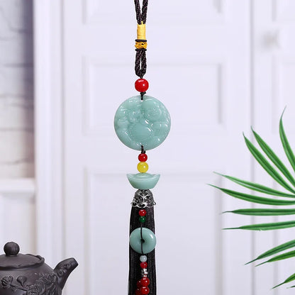 Wholesale HOME CAR Decorative ornament Good luck jade Maitreya God of wealth Buddha Pendant Recruit wealth FENG SHUI statue