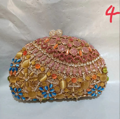 Woman Multicolores Diamond High Quality Flower Purse Bridal Dinner Prom Floral Evening Handbag Wedding Party Crystal Clutch Bag