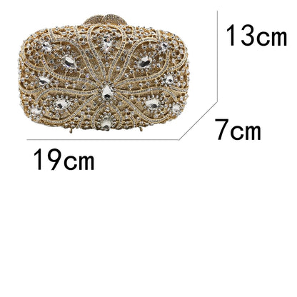 Hollow Out Flower Evening Bag Women Green White Crystal Clutches Bridal Dinner Diamond Stone Handbag Wedding Party Floral Purse