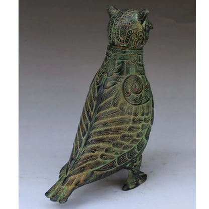 China Collectible Decorated Old Handwork Bronze Carved Owl statue