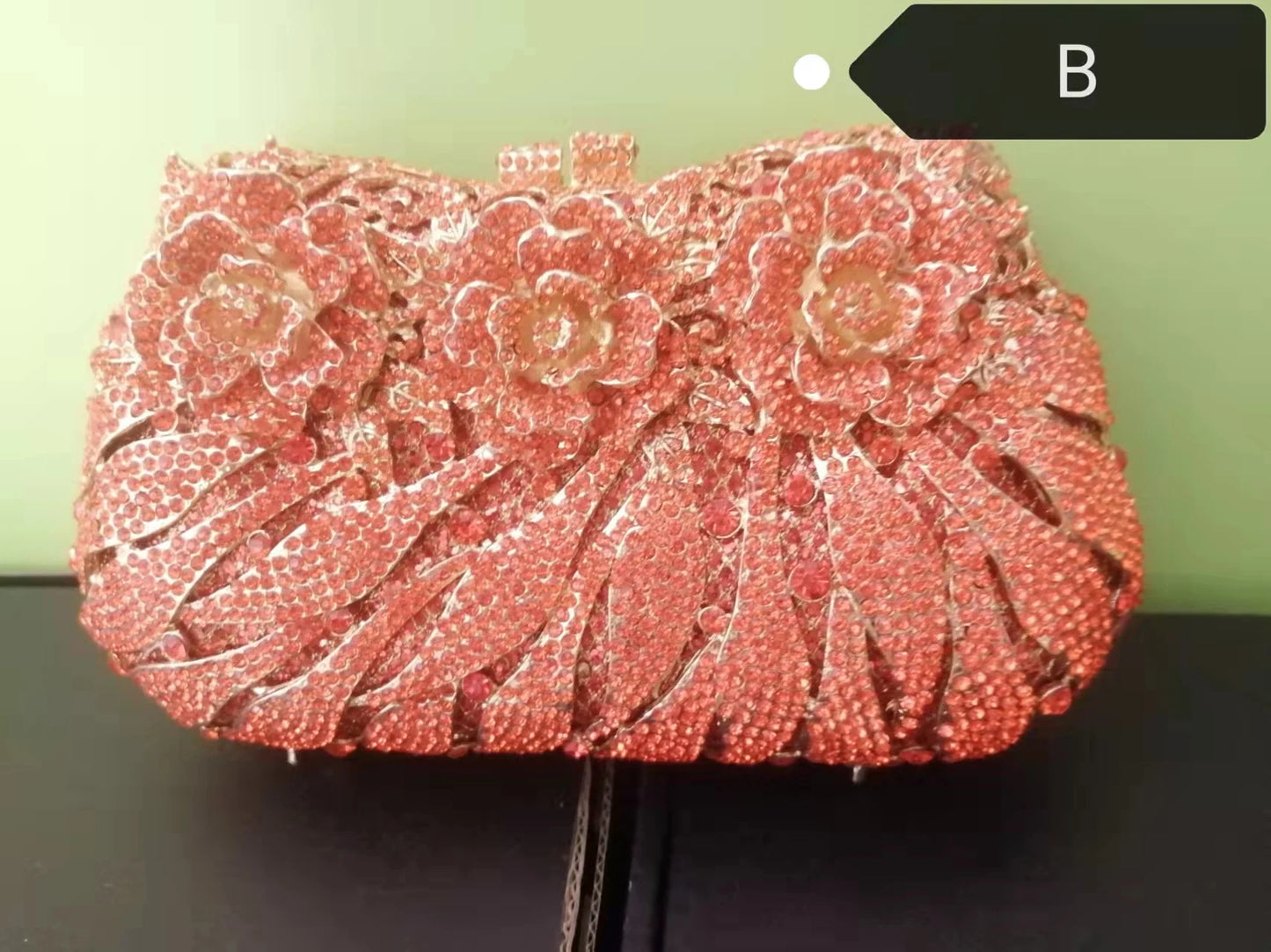 Woman Gold Pink Champagne Diamond Clutch Flower Shape Hollow Out Evening Purse Wedding Bridal Floral Bag Party Crystal Handbag