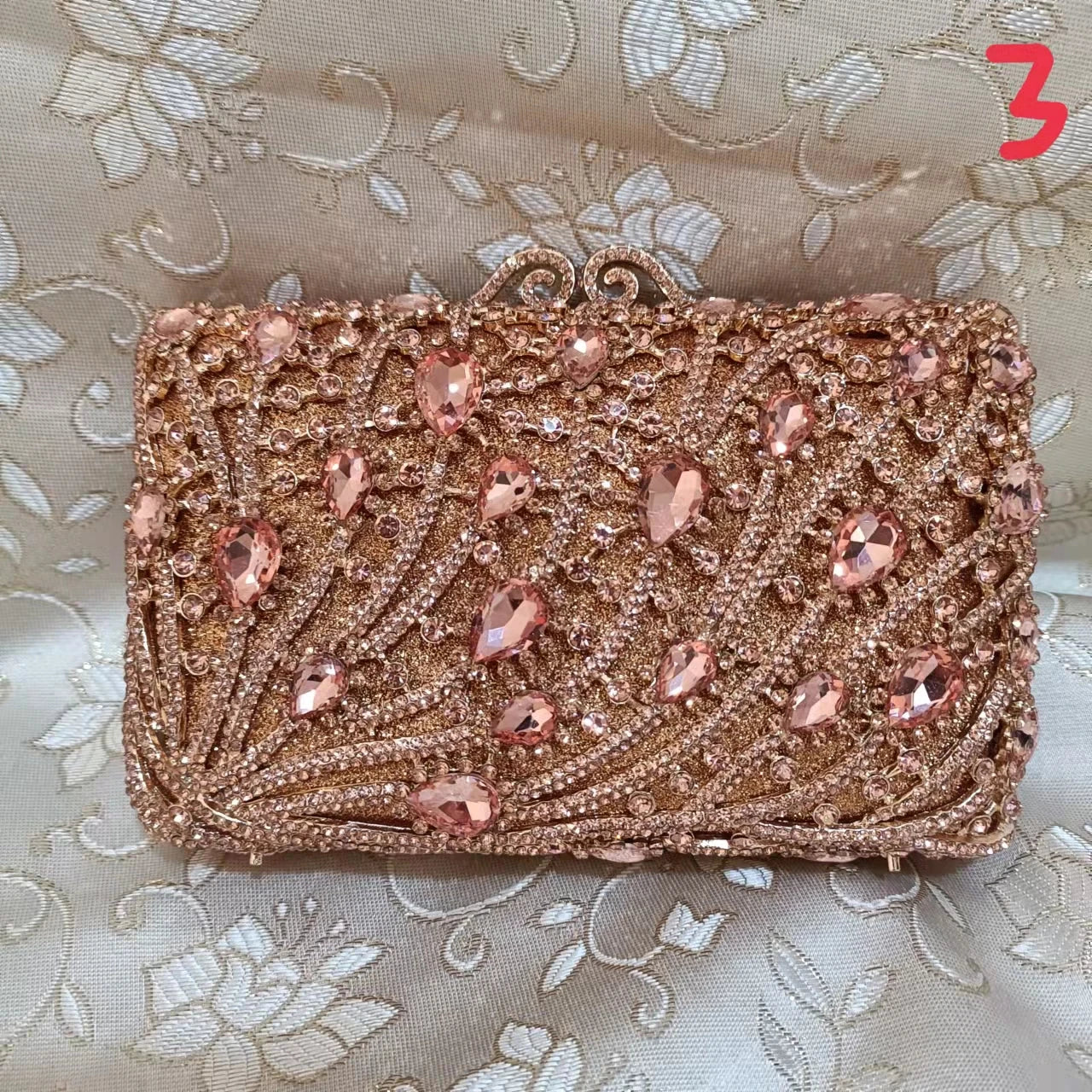 Woman Champagne Green Diamond Evening Purse Feather Crystal Wedding Bridal Clutch Bag Hollow Out Gala Party Dinner Stone Handbag