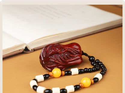 Small leaf red sandalwood handlebars, wooden carving handicrafts, small ornaments, solid wood carvings, mahogany handlebars,