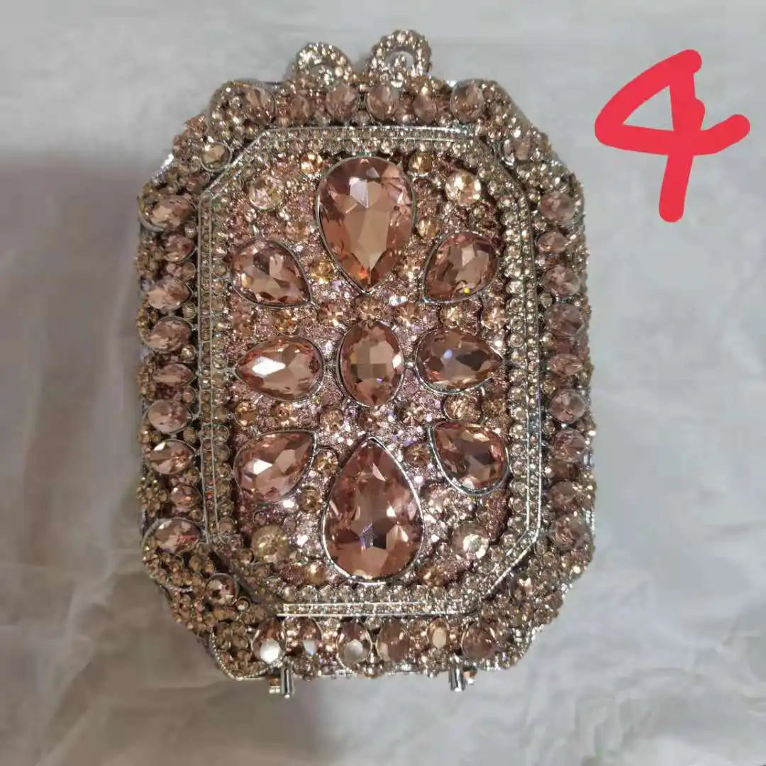 Mini Elegant Hollow Out Clutch Woman Pink Black Diamond Evening Purse Wedding Bridal Rhinestone Bag Dinner Party Crystal Handbag