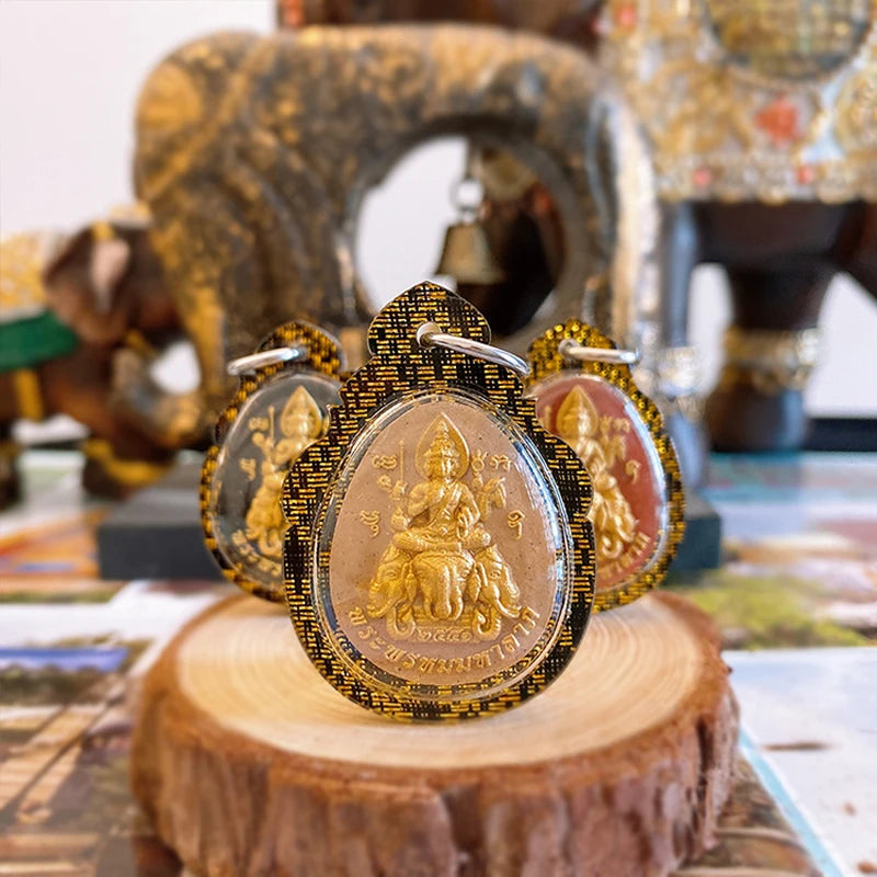 Asia Thailand temple Phra Phrom GANESH Buddha card Pendant Amulet bring fortune GOOD LUCK healthy safety Effective protection
