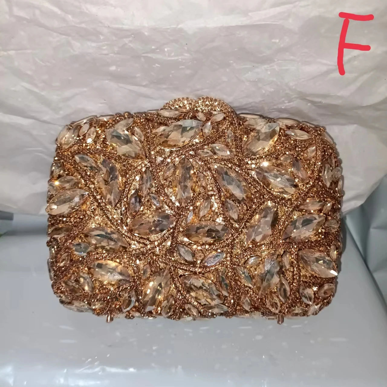 Woman Gold Diamond Fashion Evening Purse Bridal Birthday Dinner Prom Elegant Handbag Wedding Party Banquet Crystal Clutch Bag