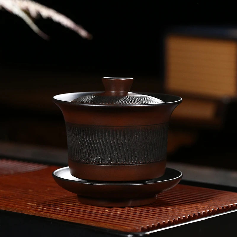 200ml Jianshui Pure Handmade Carving Gaiwan TeaPot(Not Yixing Zisha) Ceramic  Kung Fu Tea Set Drinkware Tea Ceremony