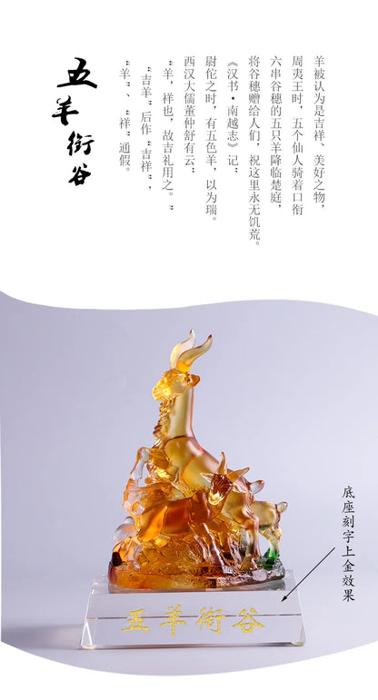 Glass Customization Sheep Ornament Crafts Valley  Five Rams Chinese Zodiac Birthday Present Opening Gift
