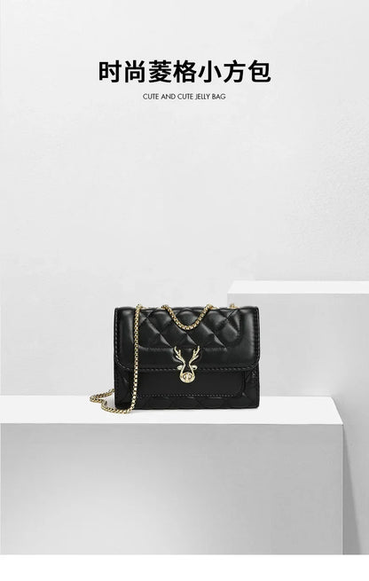 PU Material Women's Bag New Fashion Trend Temperament Niche Design Chain Rhombus Shoulder Bag Crossbody Bag Luxury Bags