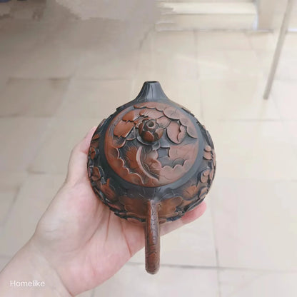 Jianshui Purple Clay Pure Handmade Lotus Xishi Full Carving Tea Pot(Not Yixing Zisha) Kung Fu Tea Set Drinkware Tea Ceremony