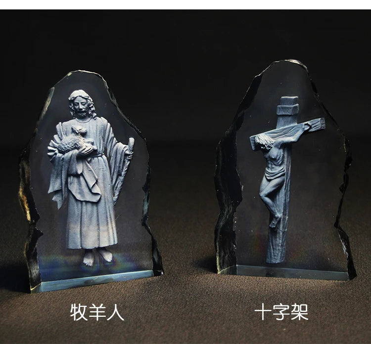 Wholesale Christianity supplies # bless family Health safety # home efficacious Protection Jesus Christ 3D crystal statue-Cross