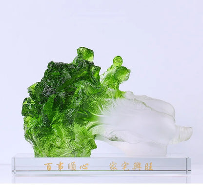 Coloured glaze Chinese Cabbage Ornament Money is rolling in crystal clear handicrafts