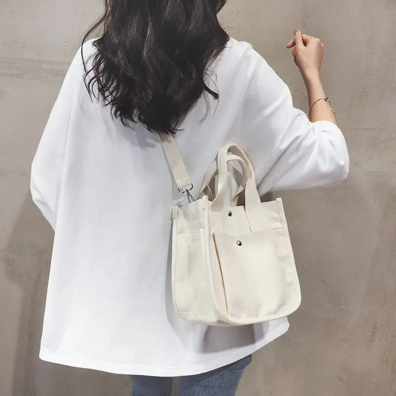 Designer Fashion Casual Canvas Bags Women Large Capacity Commuter Tote Shoudler Bag Versatile Crossbody Handbags Purses Female