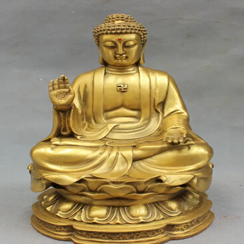 wholesale factory 8" Tibet Pure Brass Joss Pray Bless Lotus Shakyamuni Sakyamuni Buddha Statue