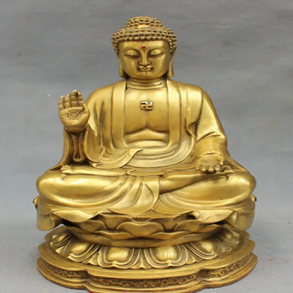wholesale factory 8" Tibet Pure Brass Joss Pray Bless Lotus Shakyamuni Sakyamuni Buddha Statue