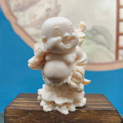 Cloth Bag Monk Characters Figurine Resin engraving Chinese Laughing Buddha Lovely Home Room Office Feng Shui Decoration Statue